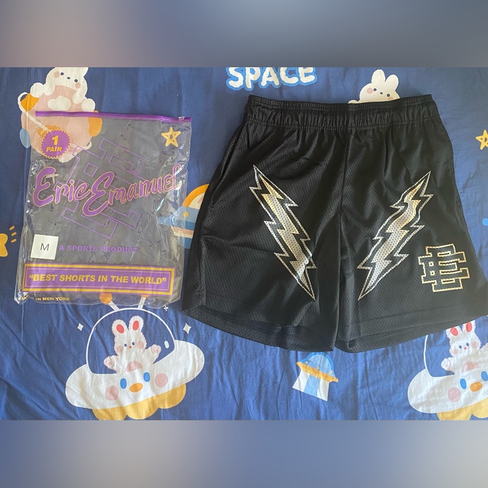 Eric Emanuel EE Black Athletic Short Bolt Lightning
